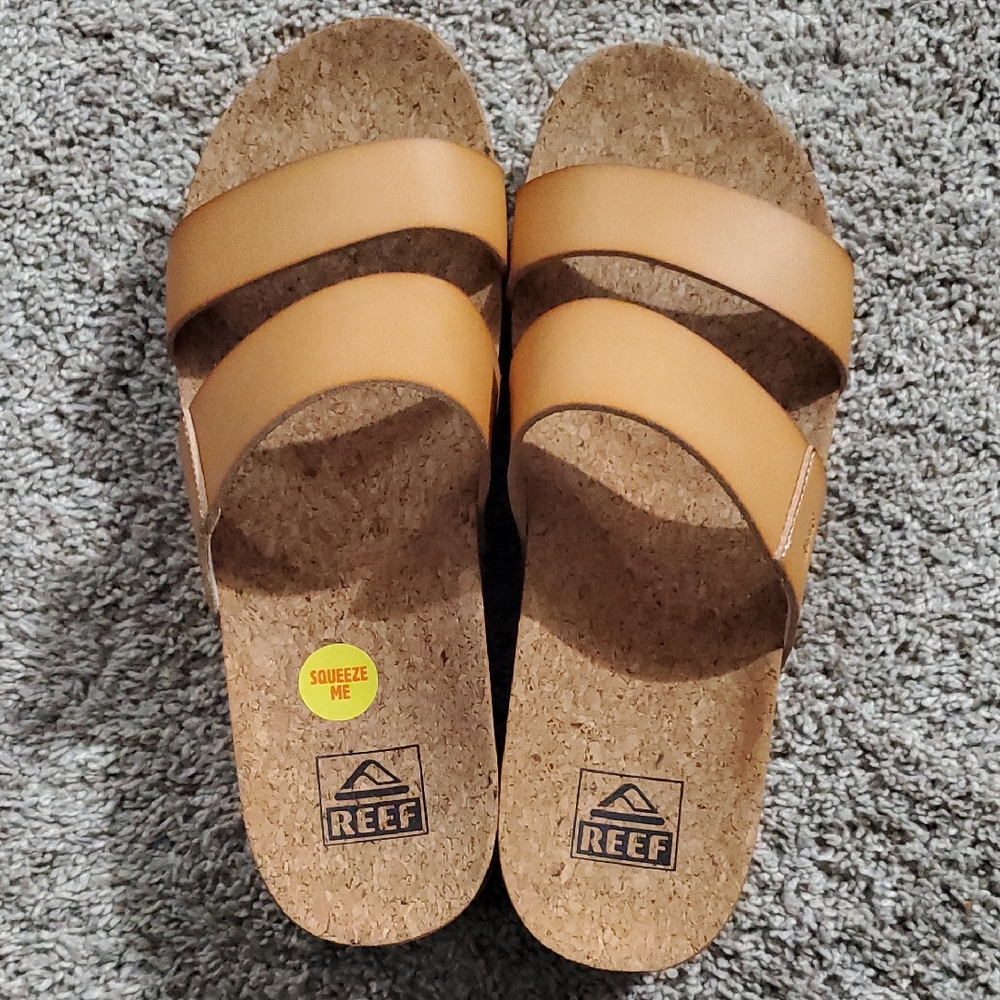 Reef Women's Triple Band Slide Sandals in Light Brown